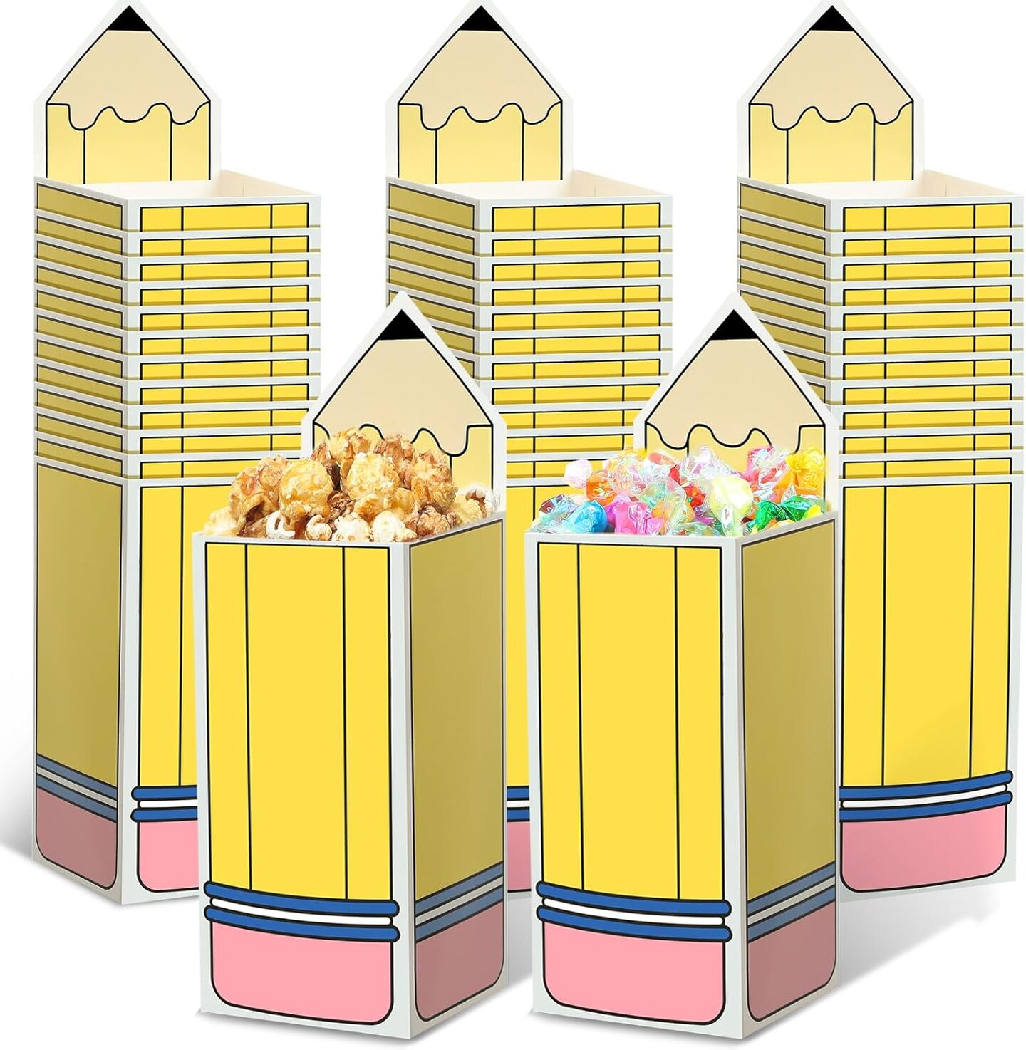 50 Pcs Pencil Gift Boxes Back to School (yellow) 14.17"L x 9.84"W x 1.97"H