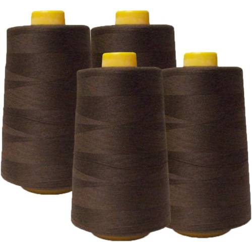 4 Pack of 6000 Yard Brown Spools Sewing Thread All Purpose for Heavy and Light Fabrics