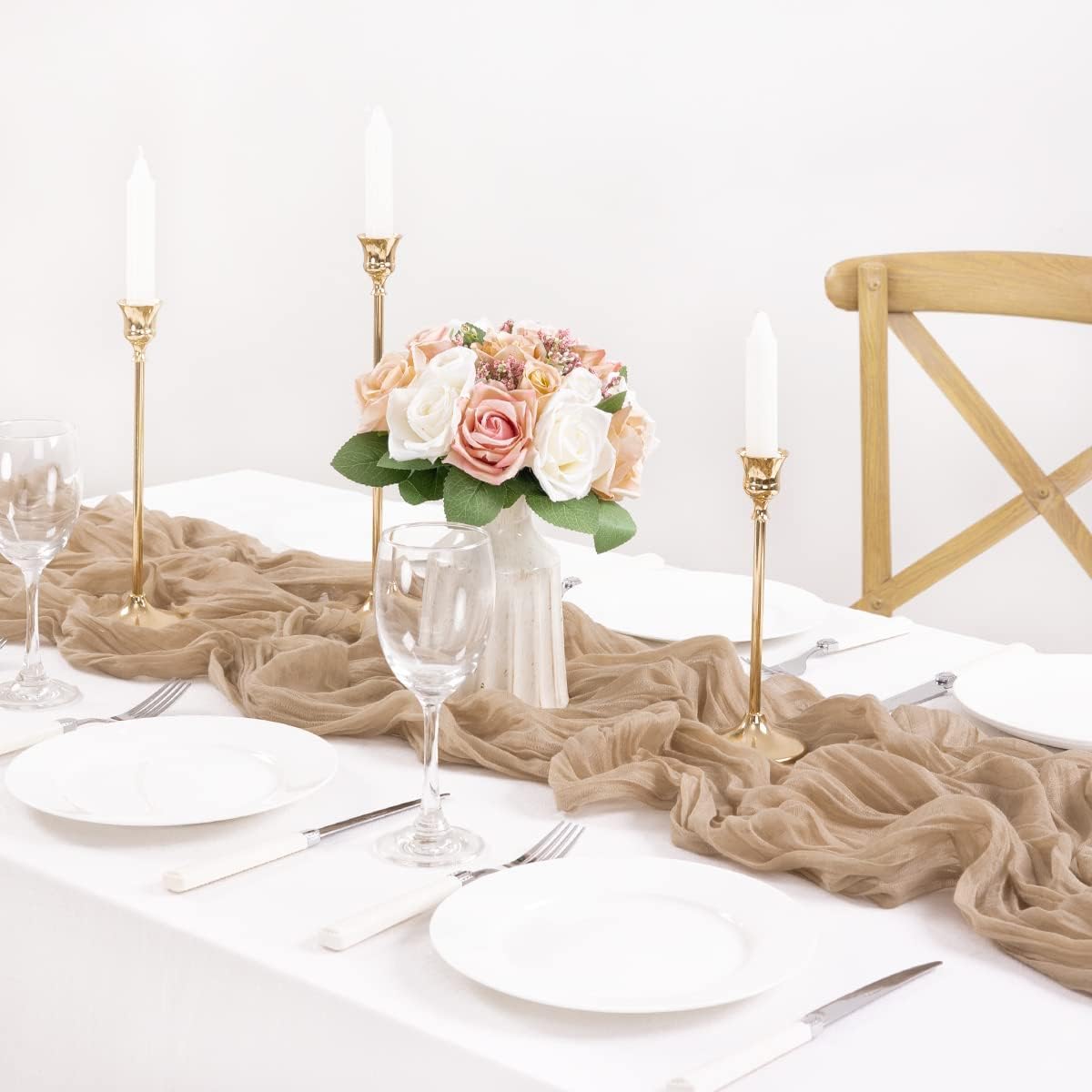 3 Pack Nude Cheesecloth Table Runner 10ft Boho (Nude) 10 ft - 3 Pack