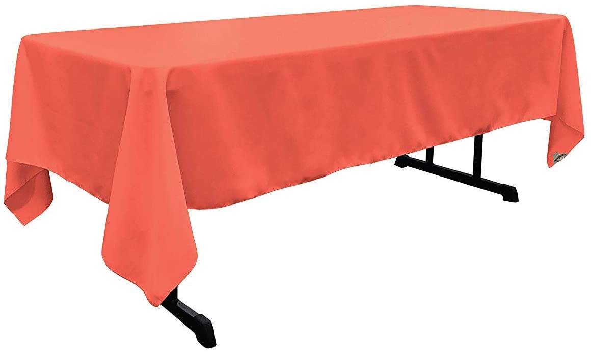 Rectangular Coral Polyester Tablecloth 60×144 Inch Vibrant Touch for Weddings, Parties & Banquets
