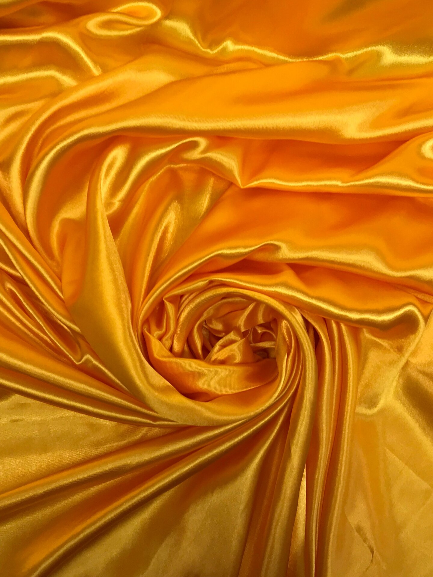 1 Yard Vibrant Mango Yellow Medium Satin Fabric 100% Polyester Lightweight 58″-60″ Inch Wide