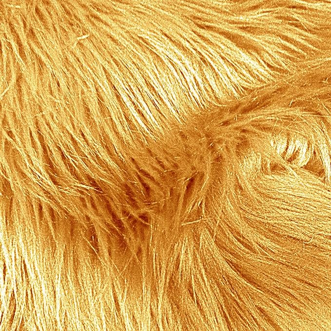 1 Yard Light Gold Faux Fur Fabric 60 Inch Wide Soft Shaggy Material for Interior & DIY Use