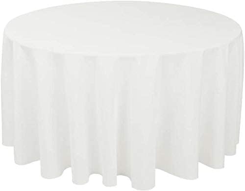 Stylish 120” Round White Tablecloth – Machine-Washable Polyester for All Occasions