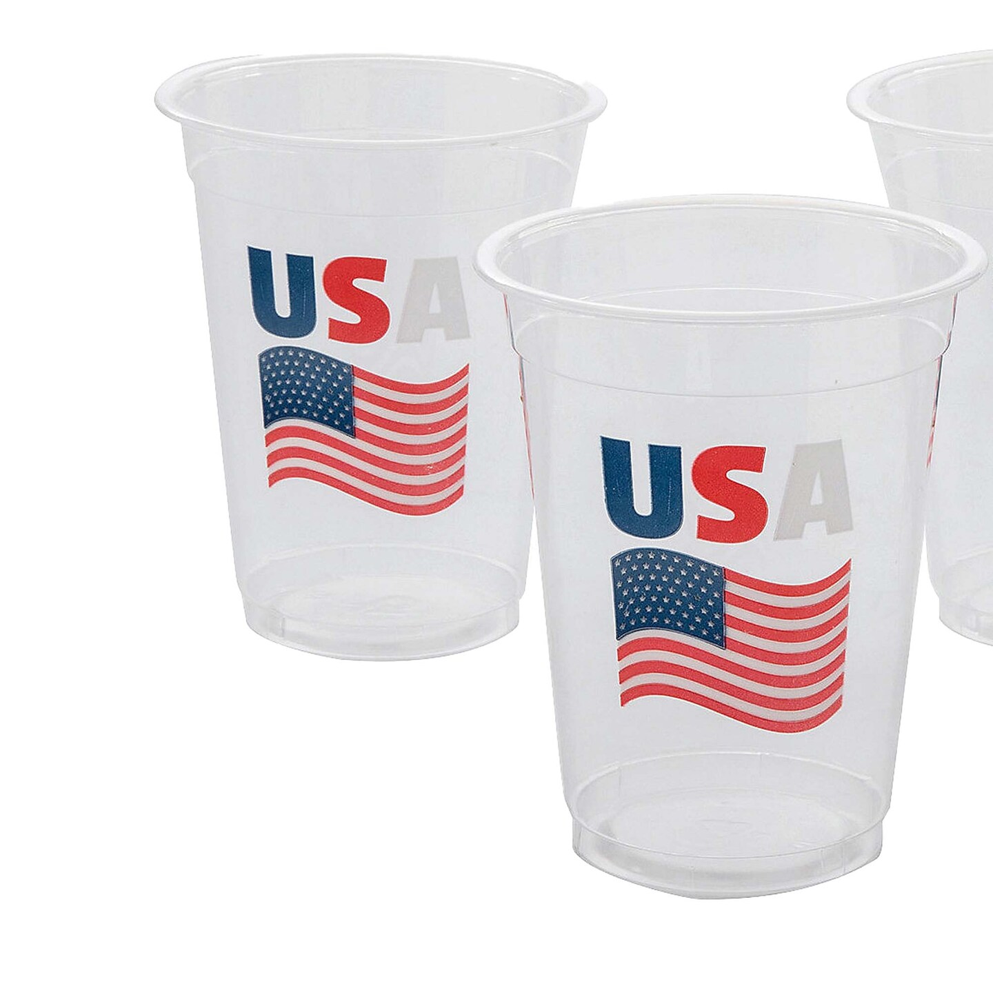 4 1/2" 16 oz. Patriotic USA Flag Disposable Plastic Cups Bulk 50 Ct.