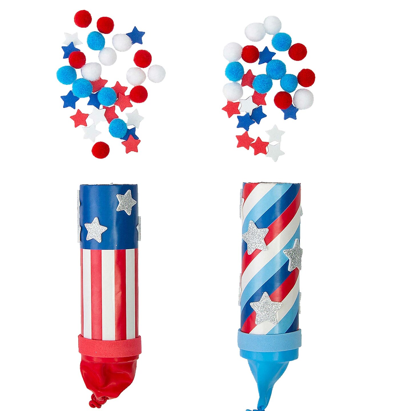 1 3/4&#x22; x 6 1/4&#x22; Patriotic Confetti Popper Craft Tube Craft Kit Makes 12