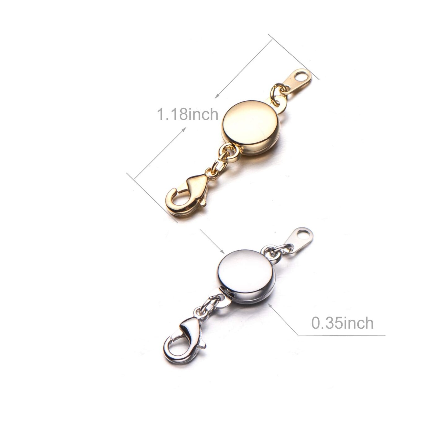 Locking Magnetic Clasps for Jewelry Necklaces Bracelets - Light and Small Keep the Clasp in Back