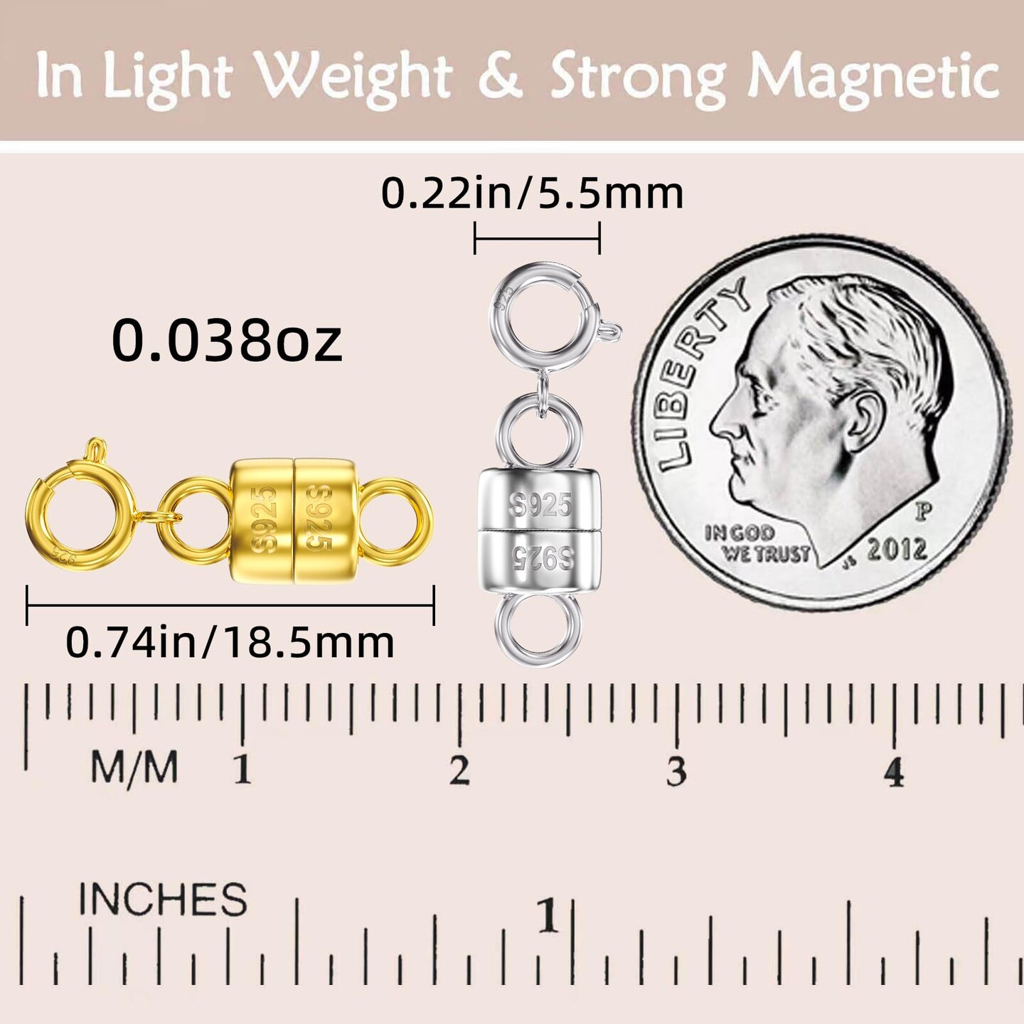 925 Sterling Silver Magnetic Necklace Clasps and Closures,Gold and Silver Magnetic Clasp Converter for Jewelry Making Supplies,Chain Extender Connector for Small Necklace Bracelet