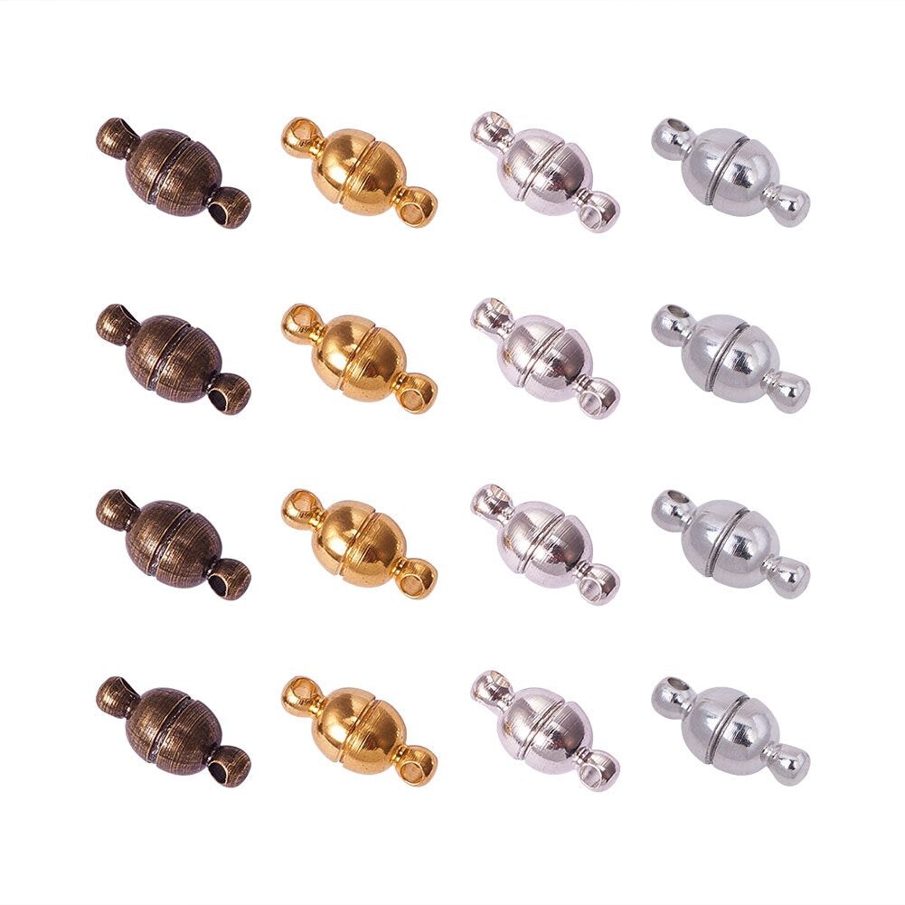 100 Sets Brass Magnetic Clasps Mixed Color Round Magnet Converter Jewelry Clasps Buckle Ball for Bracelet Necklace Jewelry DIY Making