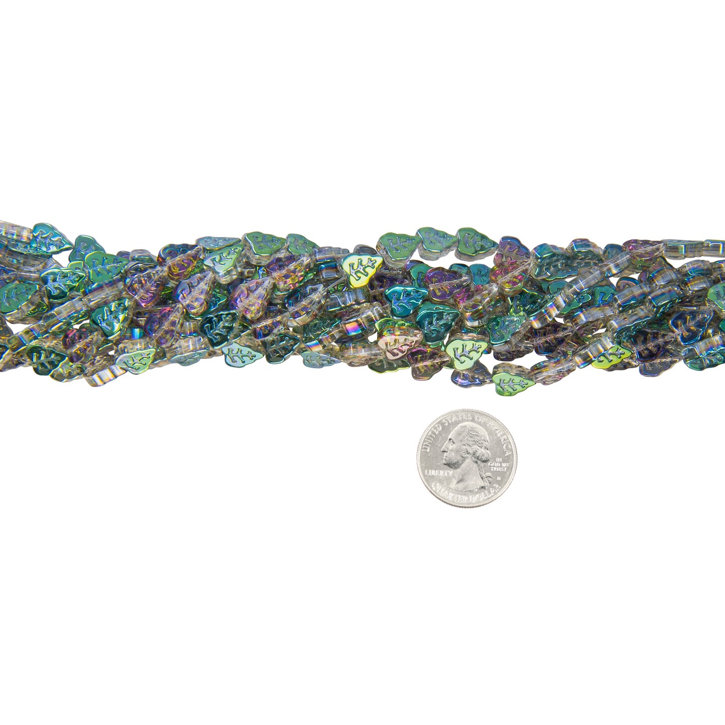 10x8mm Iridescent Lavender and Turquoise Blue Ivy Leaf Beads, 23-25 beads GB-LB41