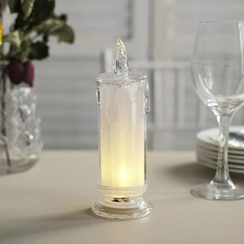 3 Warm White 7" LED Battery Operated Flameless Pillar Candle Lights Party Events