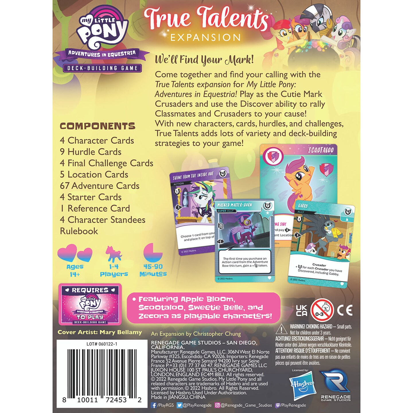 My Little Pony: Adventures In Equestria Deck-Building Game True Talents Expansion - New Characters / Cards/ Challenges &#x26; More, Renegade Game Studios, Ages 14+, 1-4 Players, 45-90 Min