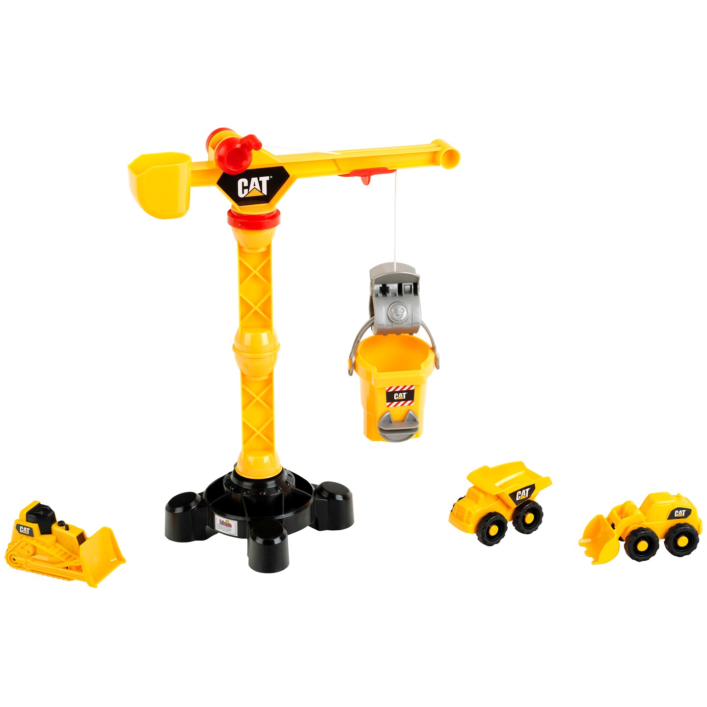 CAT Caterpillar Construction Big 17&#x22; Crane &#x26; Construction Vehicles Set - Includes Crane, Bulldozer, Hauler &#x26; Loader, Klein, Toys Ages 3+