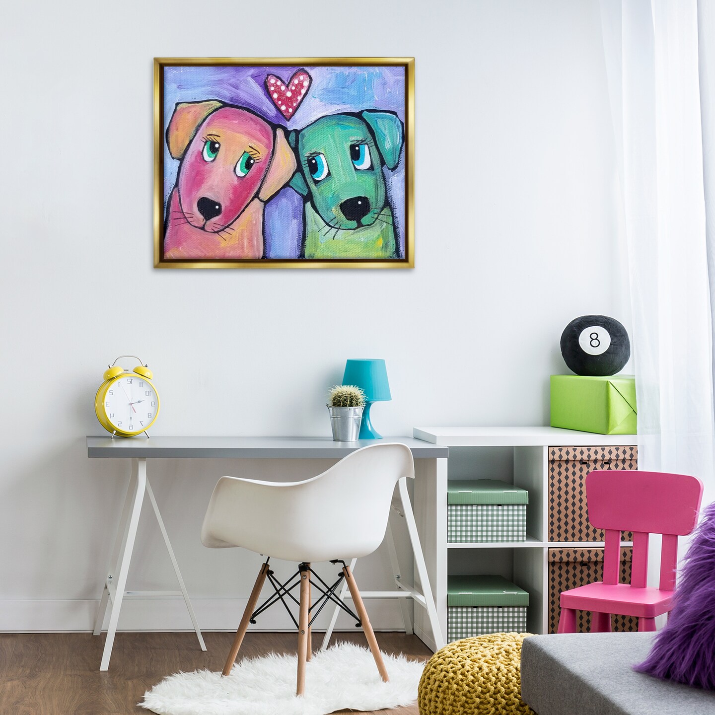 Stupell Industries Vivid Pink & Green Puppy Love Floating Frame By Nettie Price
