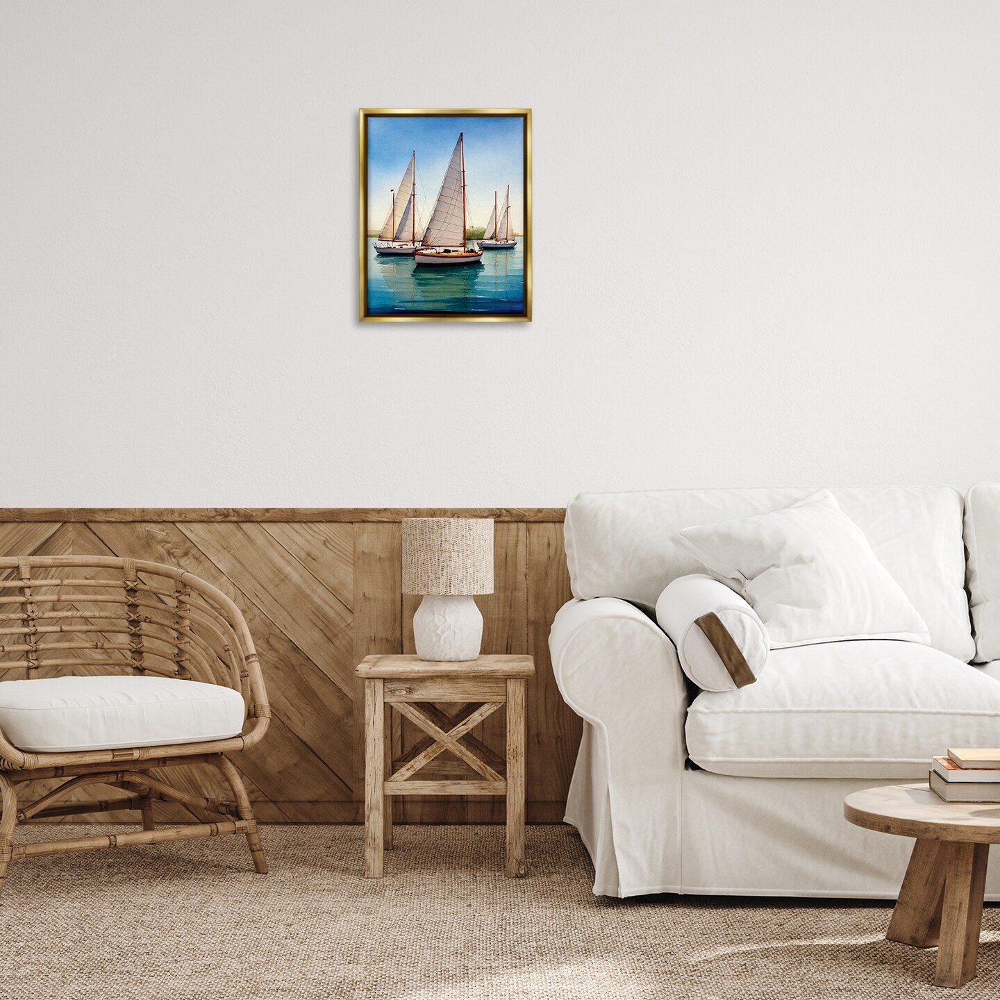Stupell Industries Sailboat Trio on Calm Sea Floating Frame By Seven Trees Design