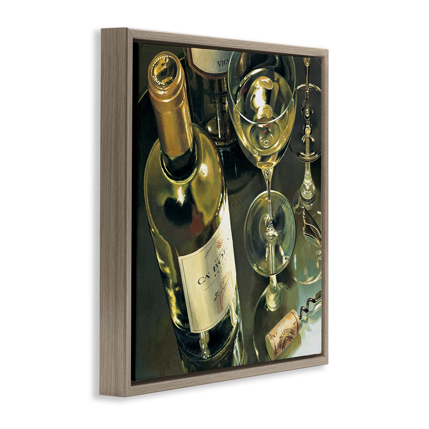 Stupell Industries Elegant White Wine Still Life Floating Frame By Stefano Ferreri