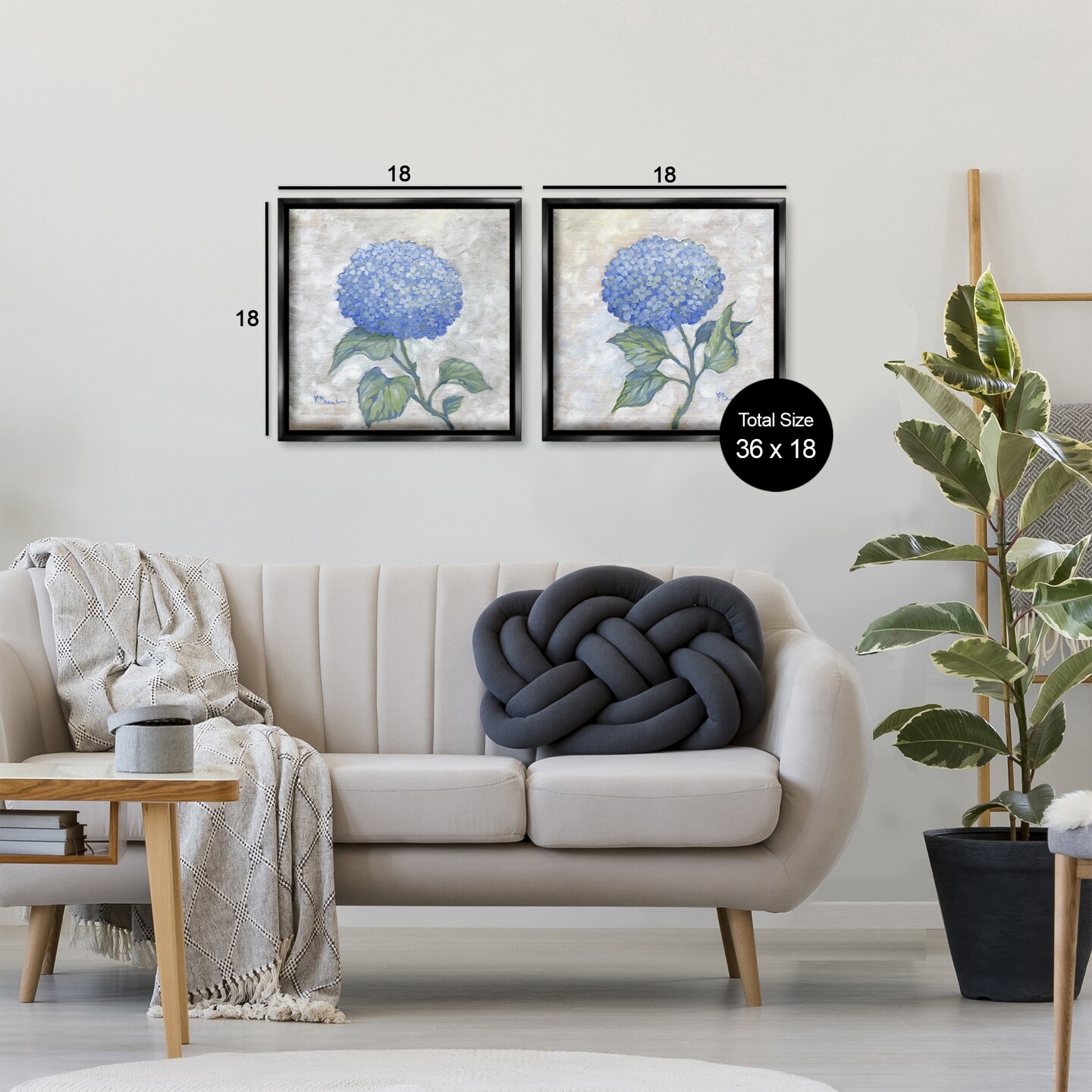 Stupell Industries Blue Hydrangea Garden Blooms 2pc Floating Frame Set By Paul Brent
