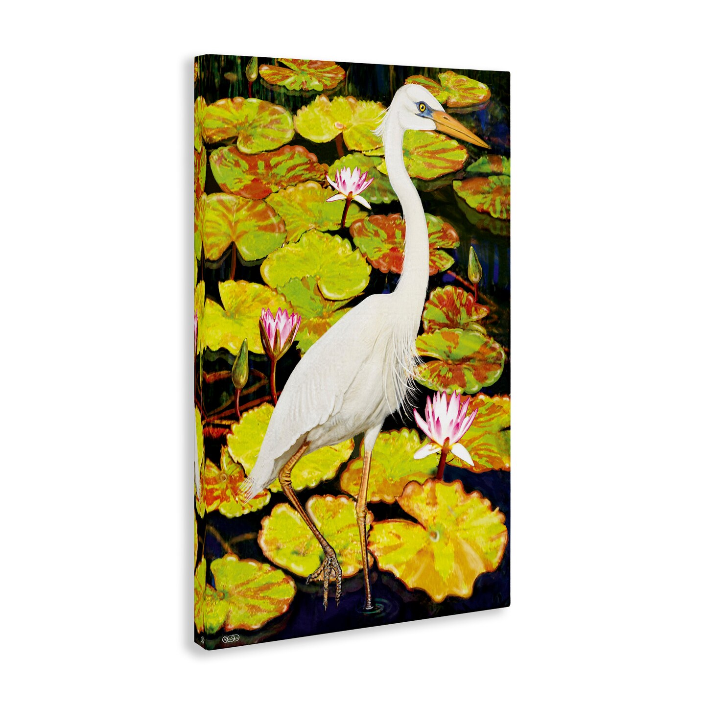 Stupell Industries Stepping Bird on Lily Pads Canvas Design by Rosiland Solomon