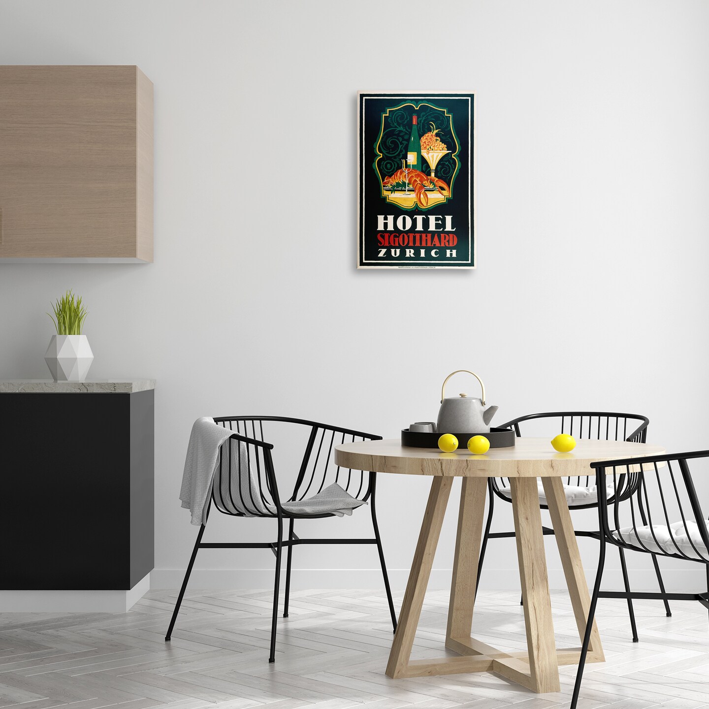 Stupell Industries Vintage Hotel Zurich with Lobster Canvas Design by Marcus Jules
