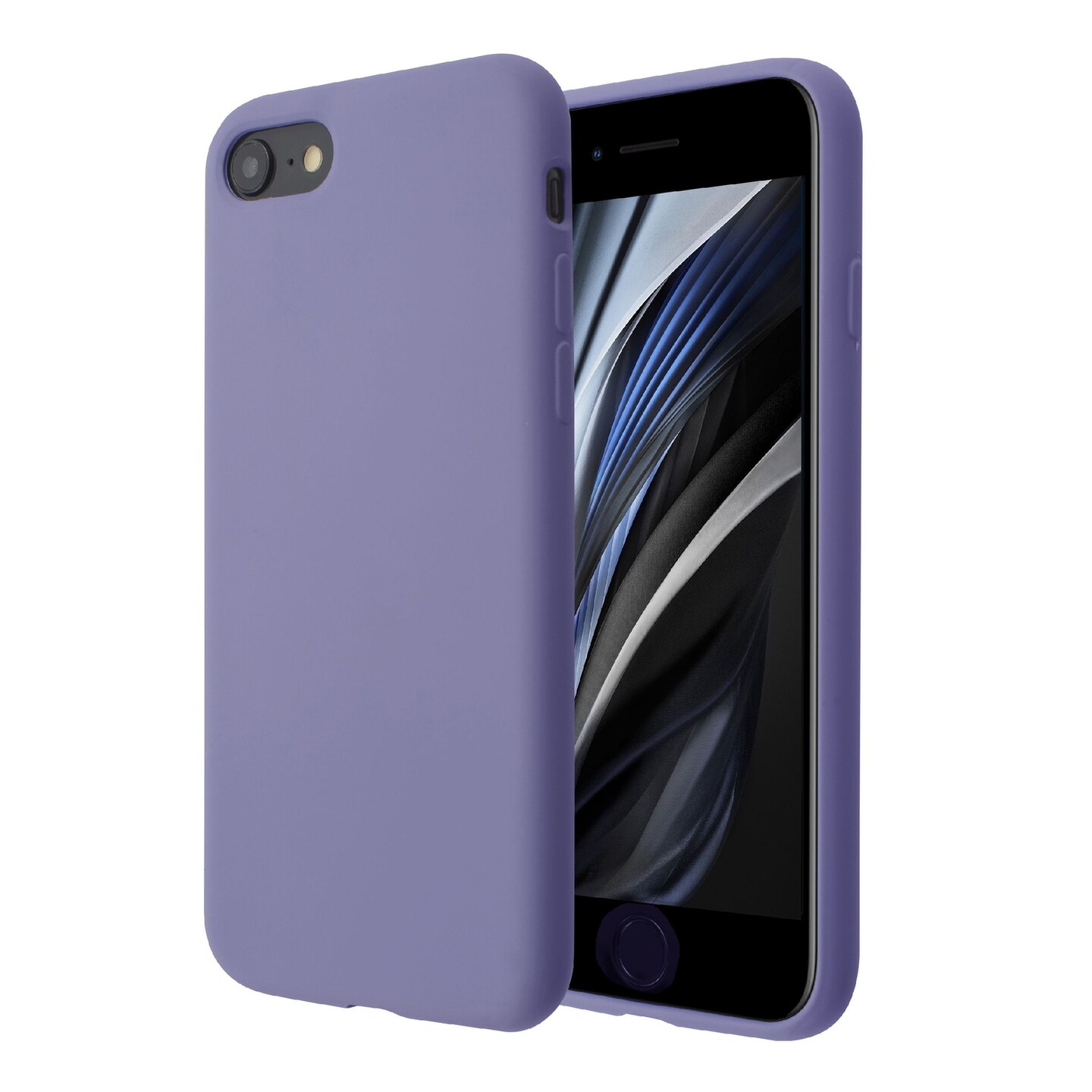 Liquid Silicone Case For iPhone SE 2020, Soft Touch Full Body Protection with Microfiber Lining Ultra Slim Gel Cover Lavender Purple, by Insten