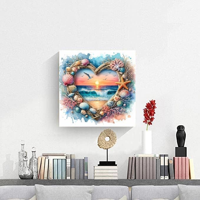 Beach Diamond Art Kits for Adults - 5D Diamond Painting for Adults, Full Drill Diamond Dots Gem Painting Kit for Wall Home Decor