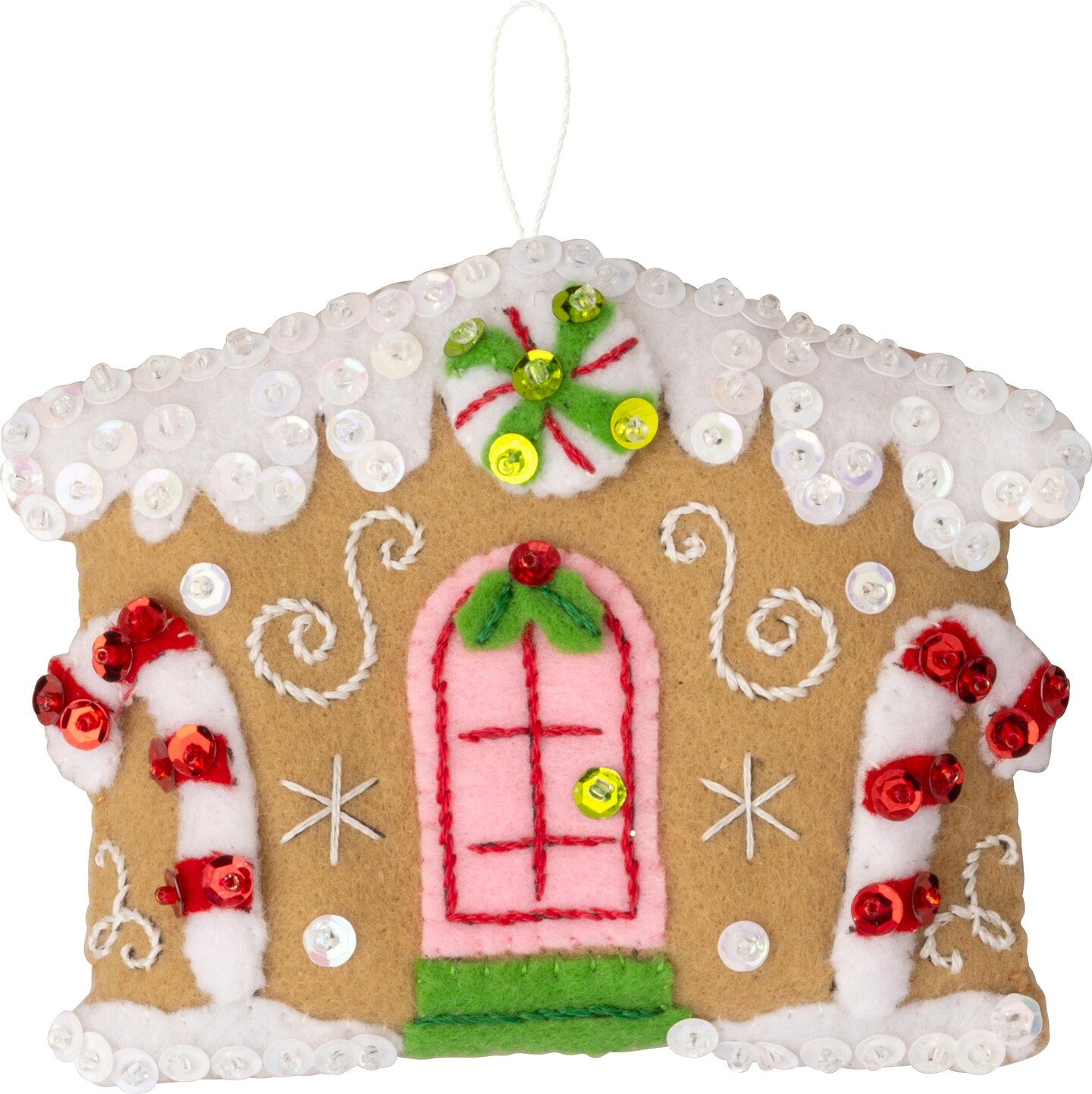 Bucilla Felt Ornaments Applique Kit Set Of 6-Candy Christmas Cottages