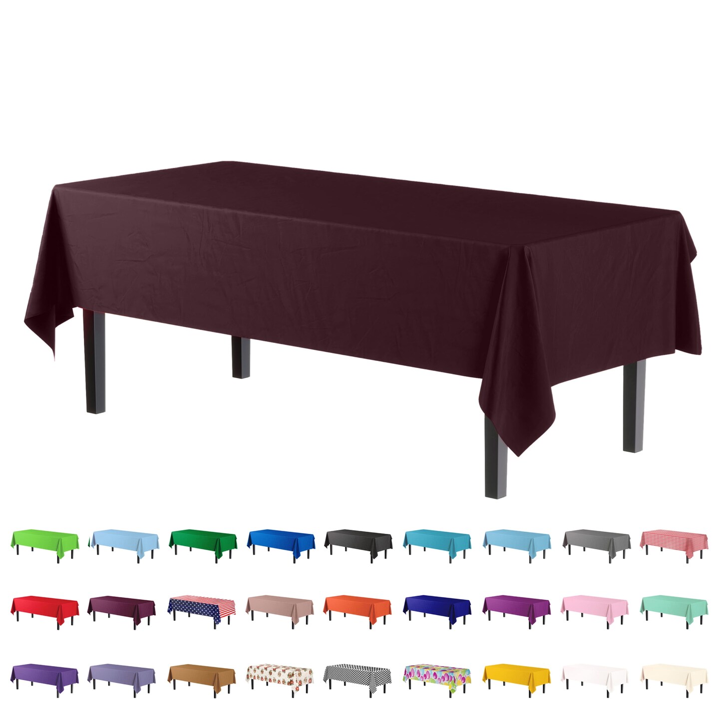 Exquisite 12-Pack Premium Plastic Tablecloth 54in. x 108in. Rectangle Plastic Table Cover