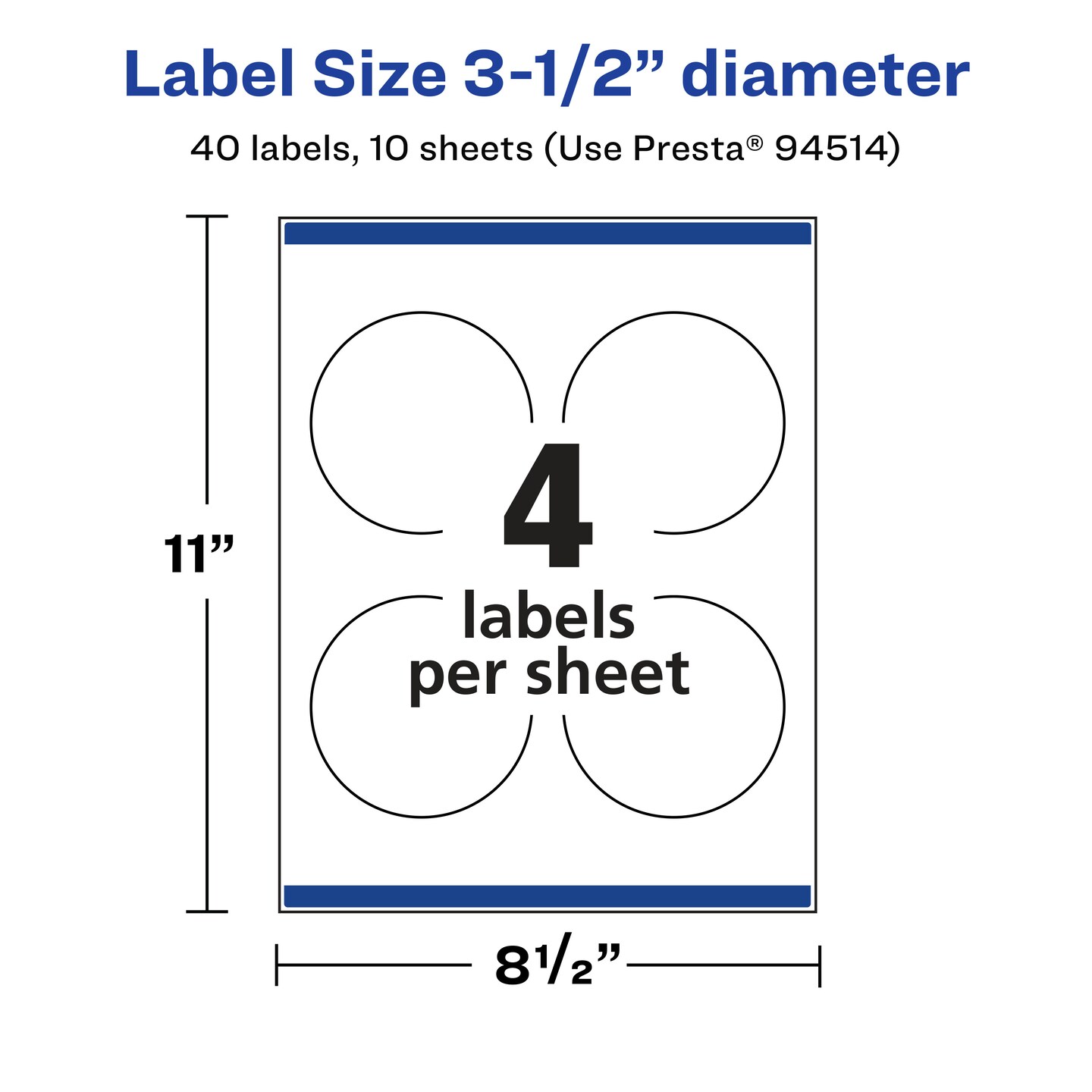 Avery Glossy Clear Round Labels with Sure Feed, 3.5&#x22; diameter