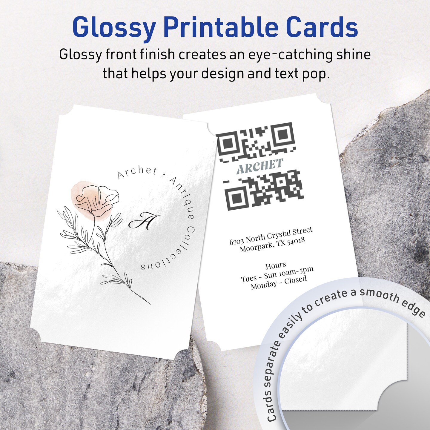 Avery Glossy White Invitation Cards, 5&#x22; x 7&#x22; Rectangle Scalloped Edge