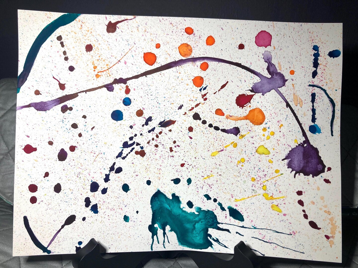 Original Abstract Splatter Watercolor Ink Painting on Hot Pressed Paper, Untitled 23, 9x12in, October 2024 product 3