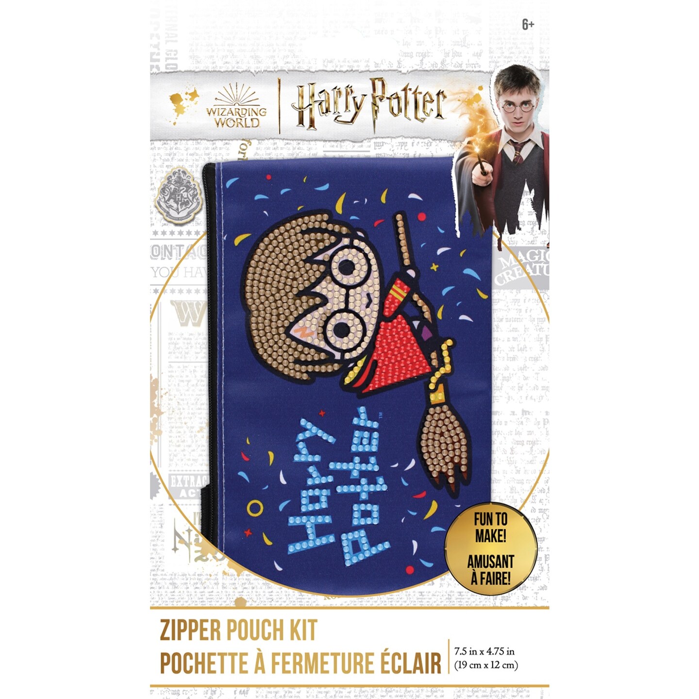 Camelot Dots Diamond Art Kit 7.5&#x22;X4.75&#x22;-Harry Potter Wizarding World Zip Pouch