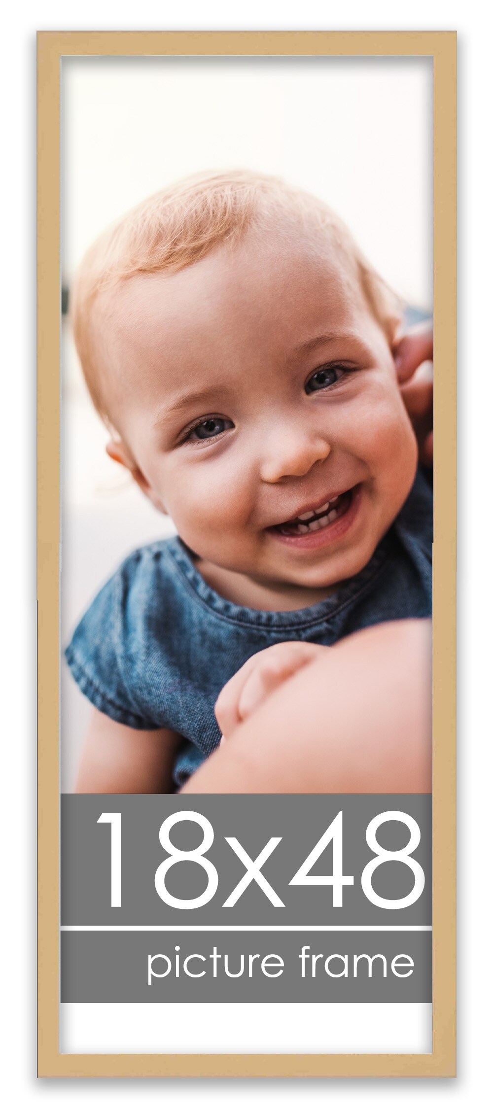 18x48 Solid Wood Picture Frame with UV-Resistant Acrylic & Acid-Free Backing, Available in 6 Finishes: Matte Black, Matte White, Metallic Bronze, Silver, Natural Wood Grain & Mahogany