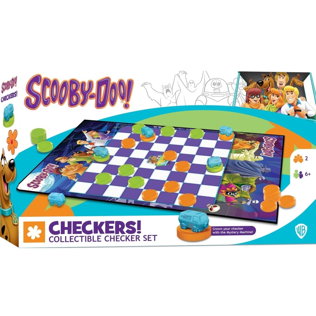 Scooby-Doo Checkers Board Game Masterpieces 2 Player Green Orange Ages 6+