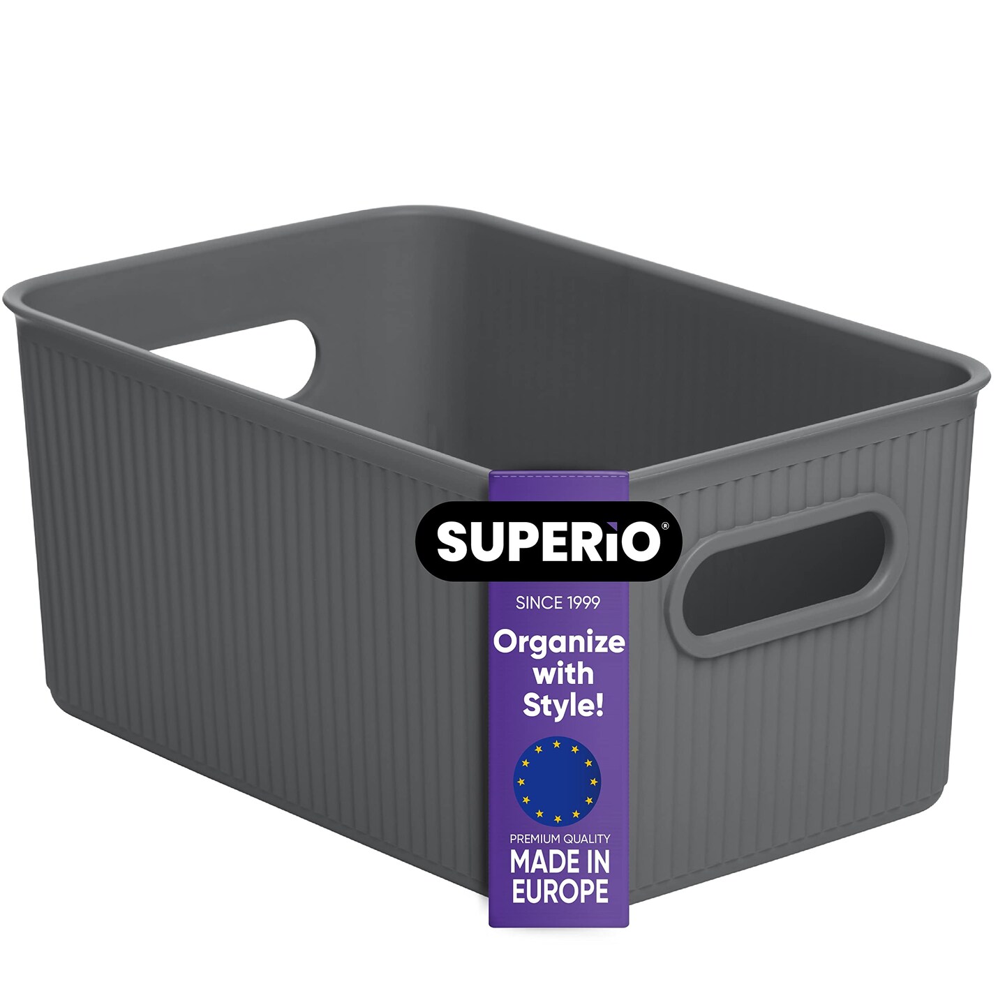 Superio Plastic Storage Container Bins, Organizer Baskets, Boxes for Organizing Closet Shelves Drawer Shelf