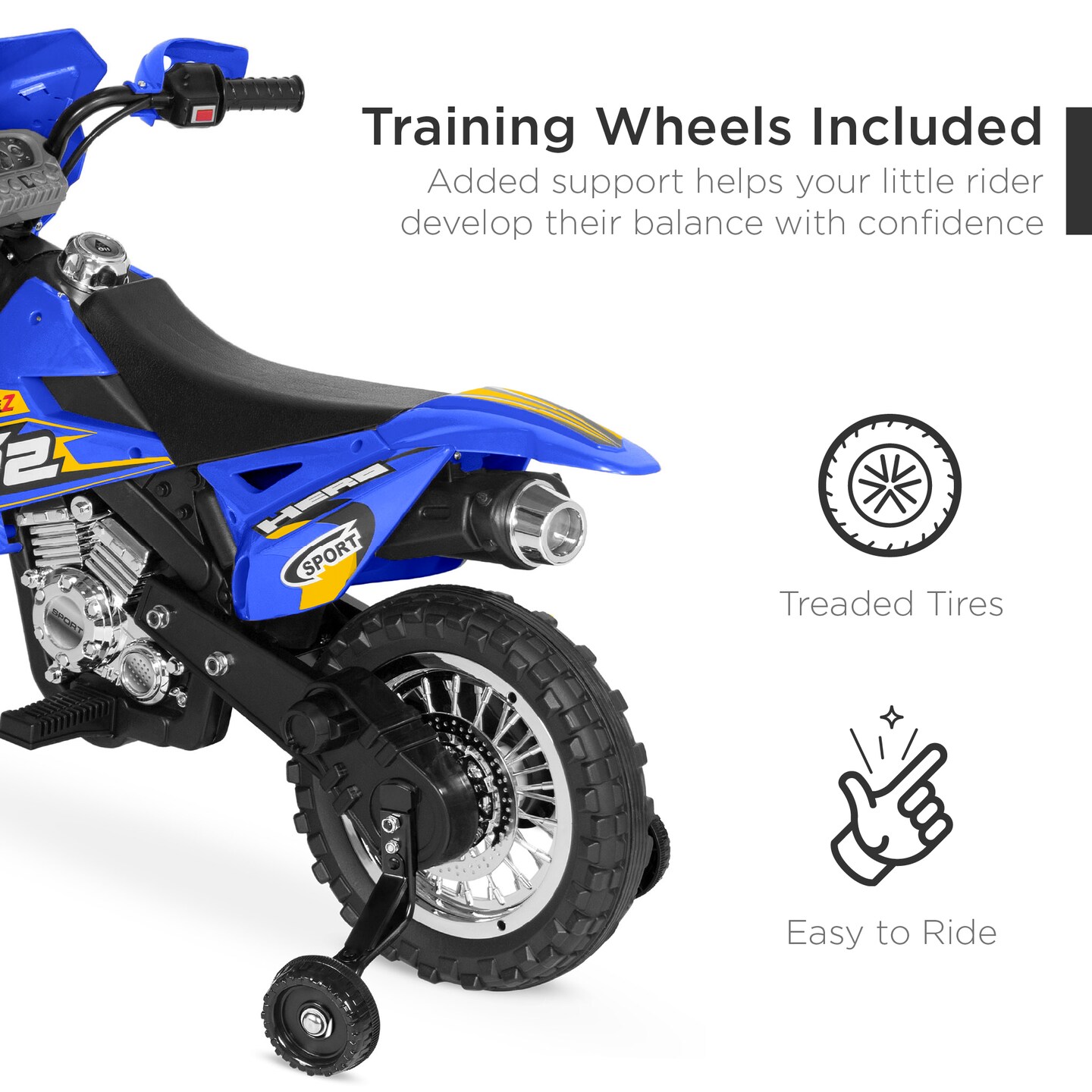 Best Choice Products 6V Kids Electric Battery Powered Ride On Motorcycle w/ Training Wheels, Lights, Music