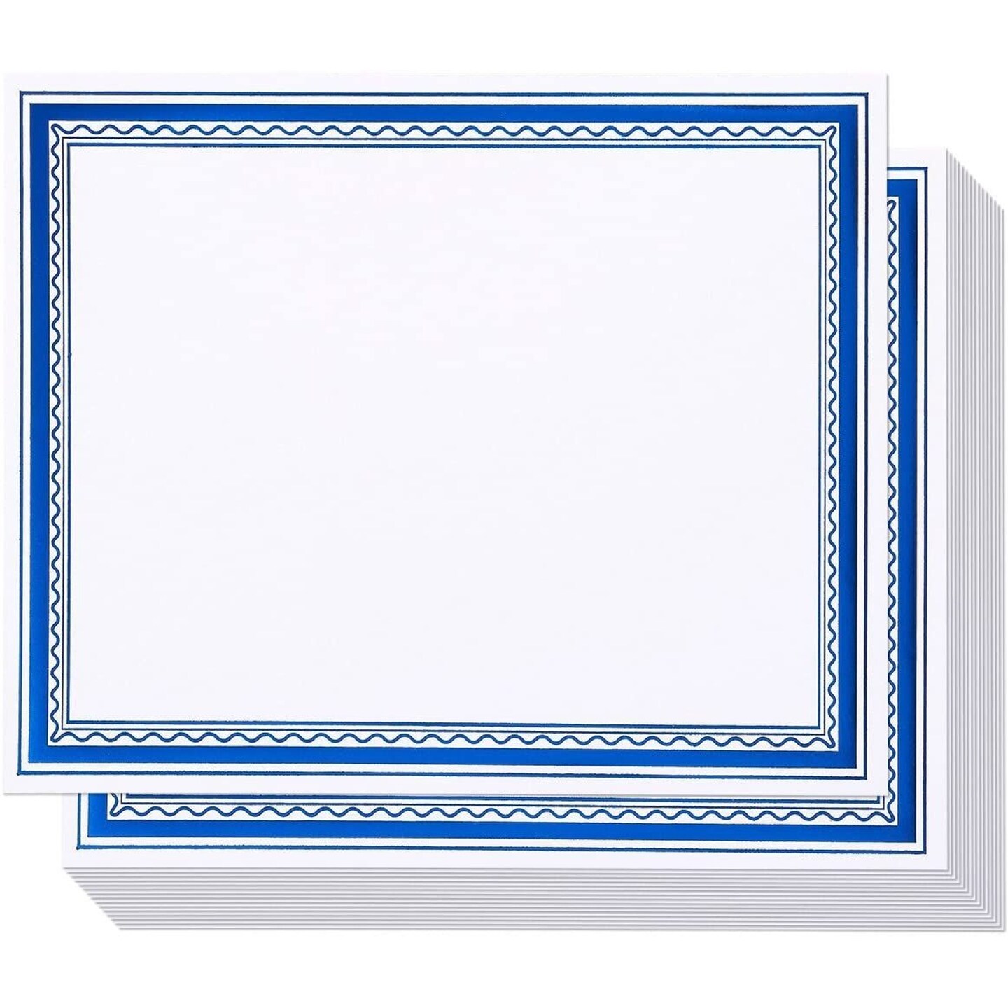 Best Paper Greetings Certificate Paper with Blue Foil Border - 8.5 x 11 In, 50 Sheets - Bulk Blue Border Certificate Paper - Inkjet & Laser Printer Compatible