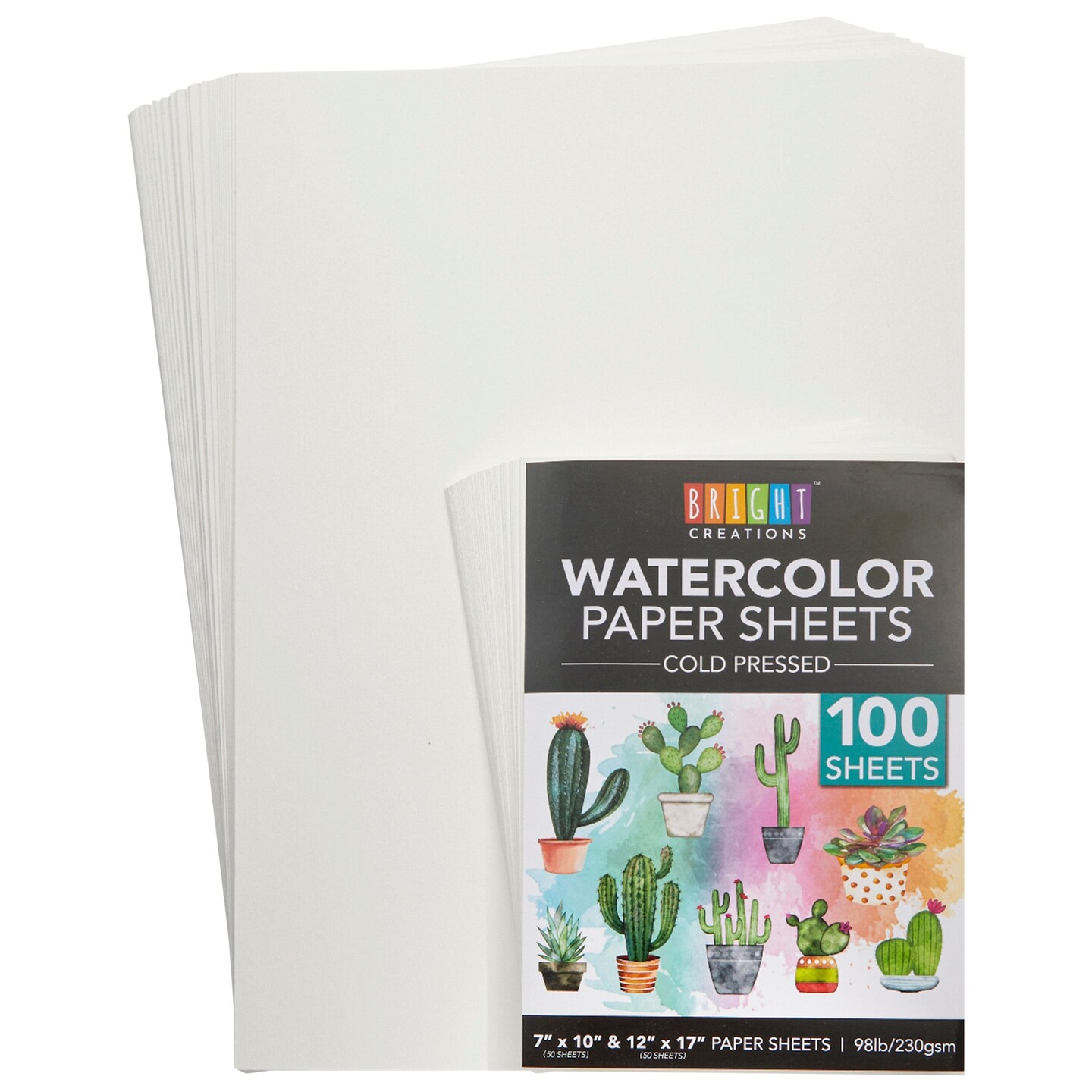 100 Sheets Cold Pressed Watercolor Paper (7x10 inches, 12x17 inches) for Artists Students &#x26; Beginners