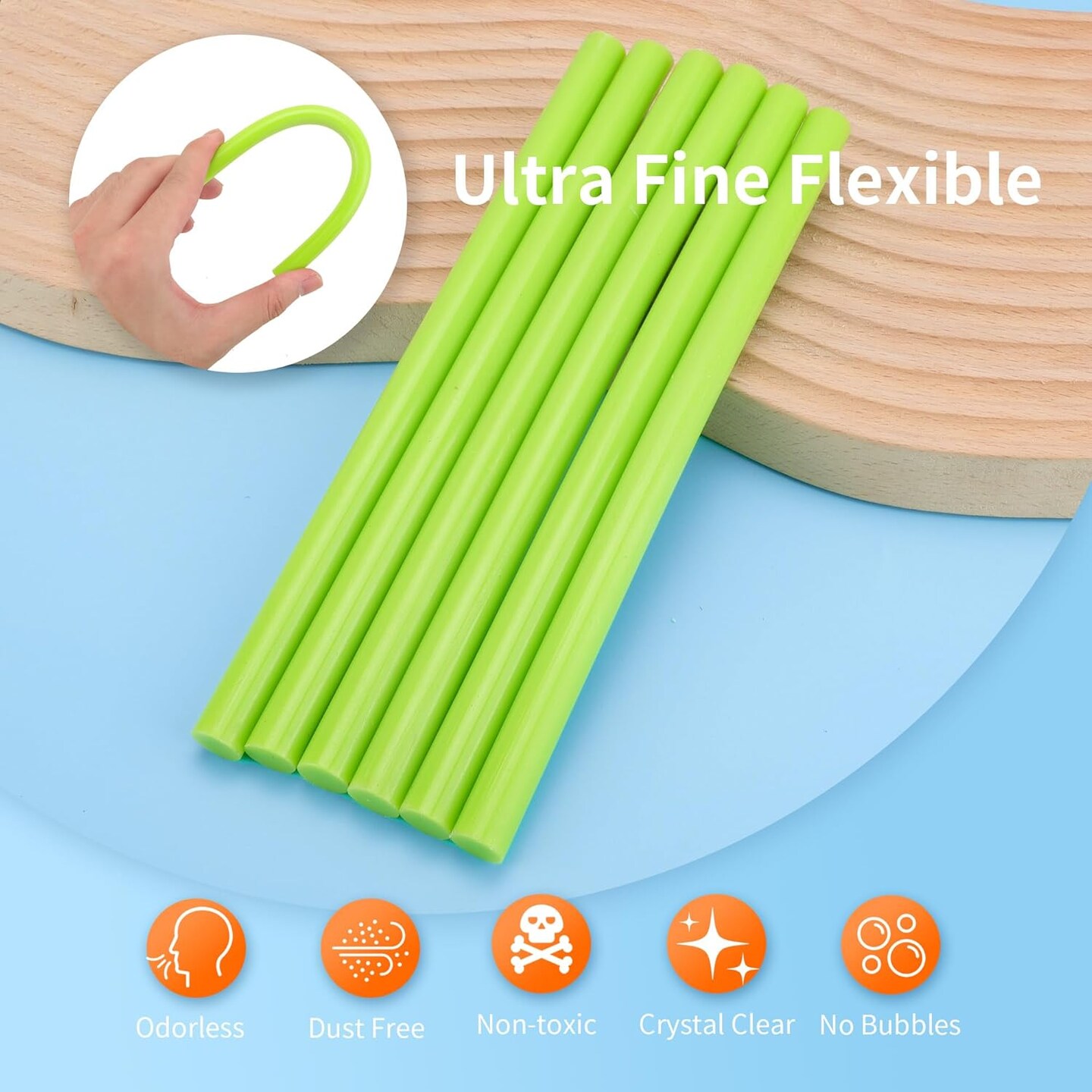 Light Green hot Glue Sticks Full Size 0.43&#x201D; Dia x 8&#x201D; Long, 52 pcs Hot melt Adhesive Glue Sticks, All-Purpose Colored Glue Gun Sticks for Christmas Decoration Crafts Arts School Repair Bonding
