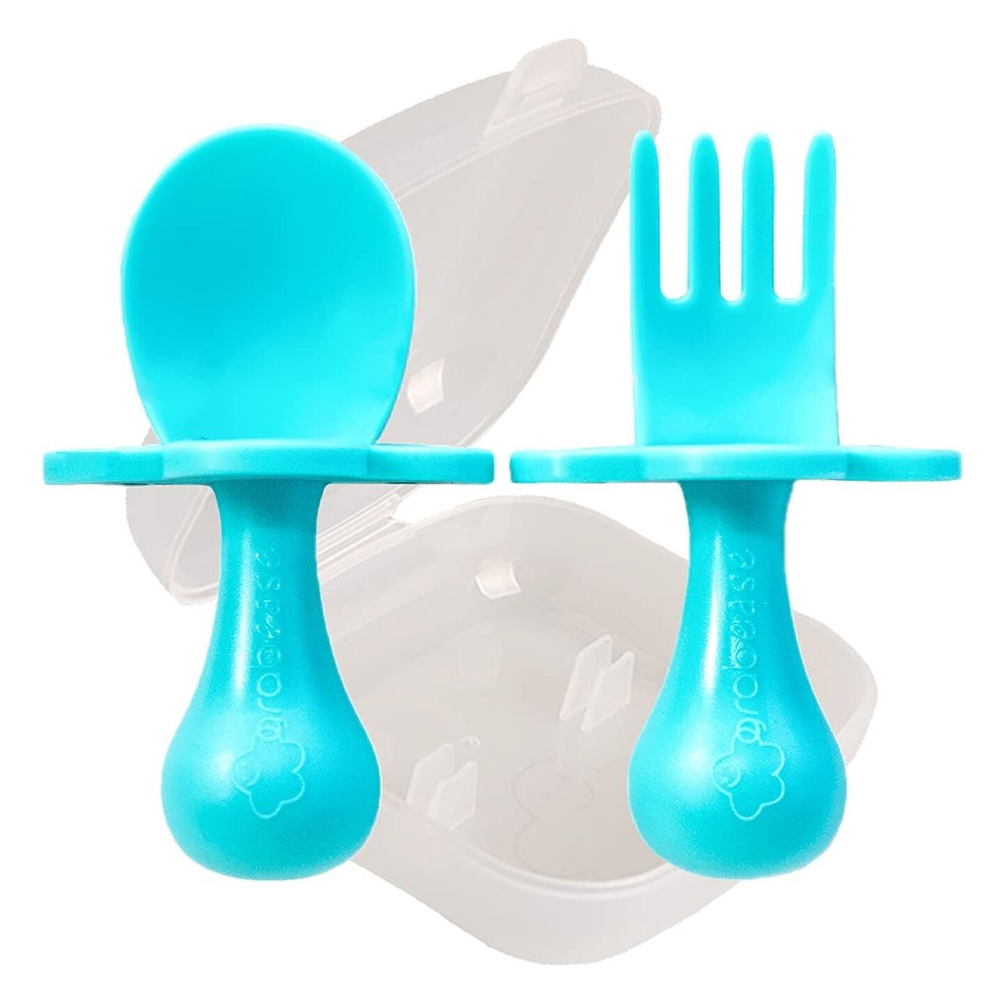 Grabease Toddler Utensils Toddler Spoons and Forks Baby Cutlery Toddler Fork, BPA-Free &#x26; Phthalate-Free for Baby &#x26; Toddler, 1 Set, Teal