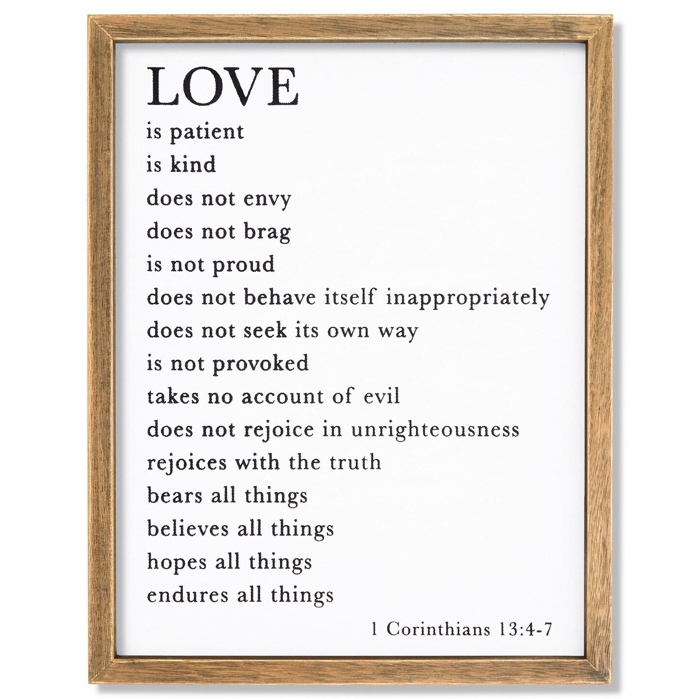 Farmlyn Creek Christian Religious Scripture Wall Art Decor, 1 Corinthians 13 4-7, Rustic Style Farmhouse Home Decorations for Living Room, Bedroom, or Prayer Space (11.75 x 15 In)