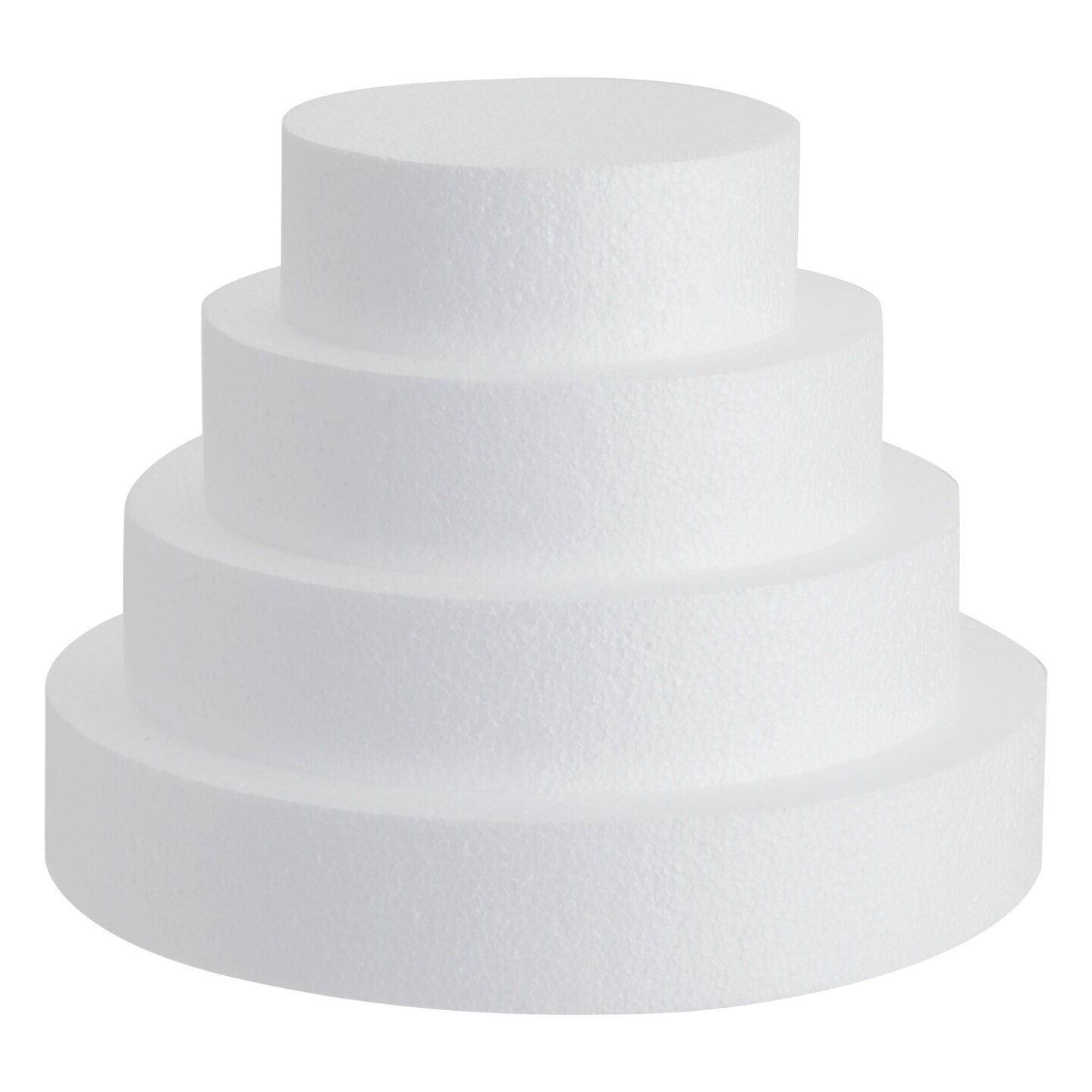 4 Tier Round Foam Cake Dummy Set, 6&#x22; 8&#x22; 10&#x22; 12&#x22; Fake Wedding Cake Dummies for Display, Decorating, 10&#x22; Tall Dummies (White)