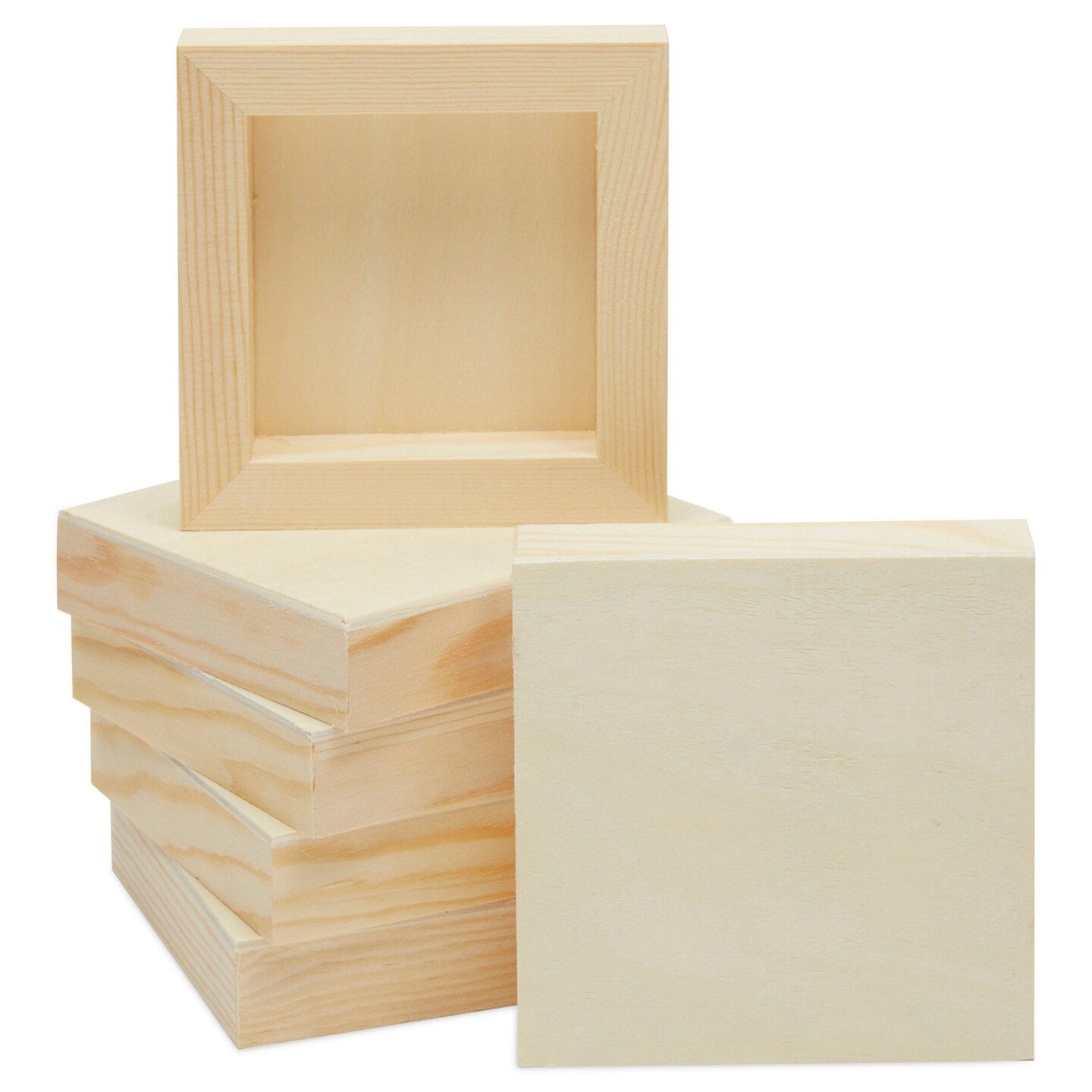 4x4 Wood Canvas Boards for Painting, Blank Deep Cradle Canvas for Art Projects (6 Pack, 0.85 In Thick)