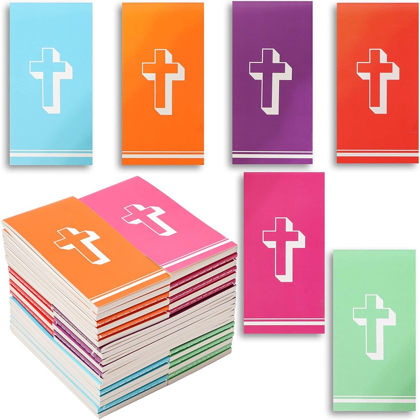 Colorful Tasks List Mini Notepads for Kids, Cross Design Notebooks (2x5 In, 36 Pack)