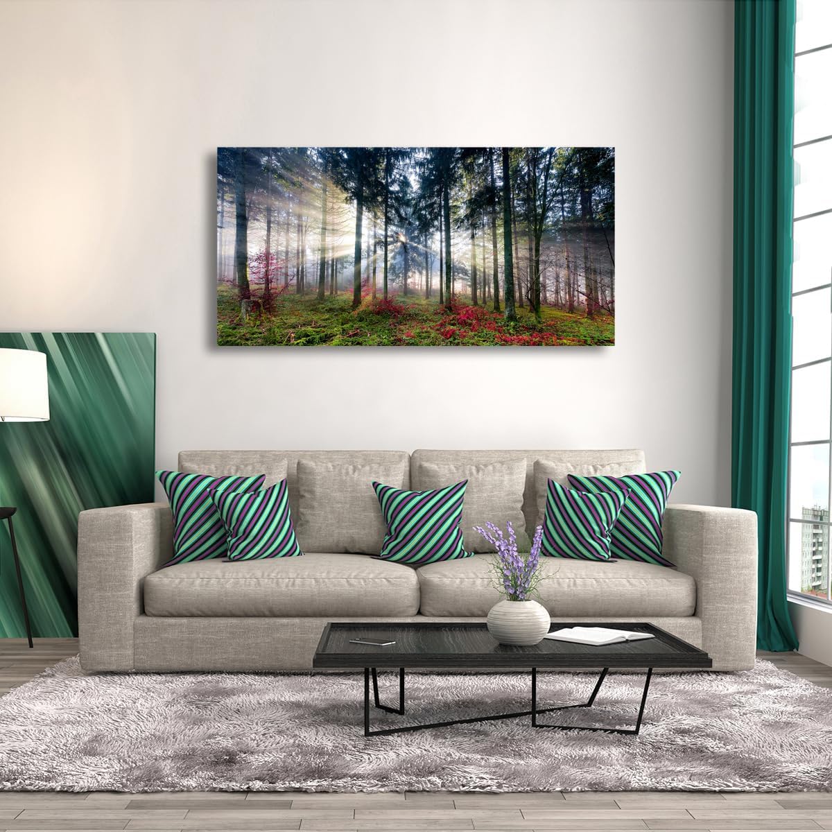 Nature Landscape Sunrise Tree Canvas Wall Art - 20x40 inches Wall Decoration for Living Room Forest Picture Artwork Painting Prints of Trees for Bedroom and Home D&#xE9;cor