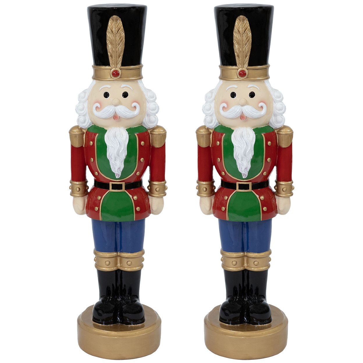 Sunnydaze Tommy The Toy Soldier Nutcracker Statue - 37&#x22; H - Set Of 2