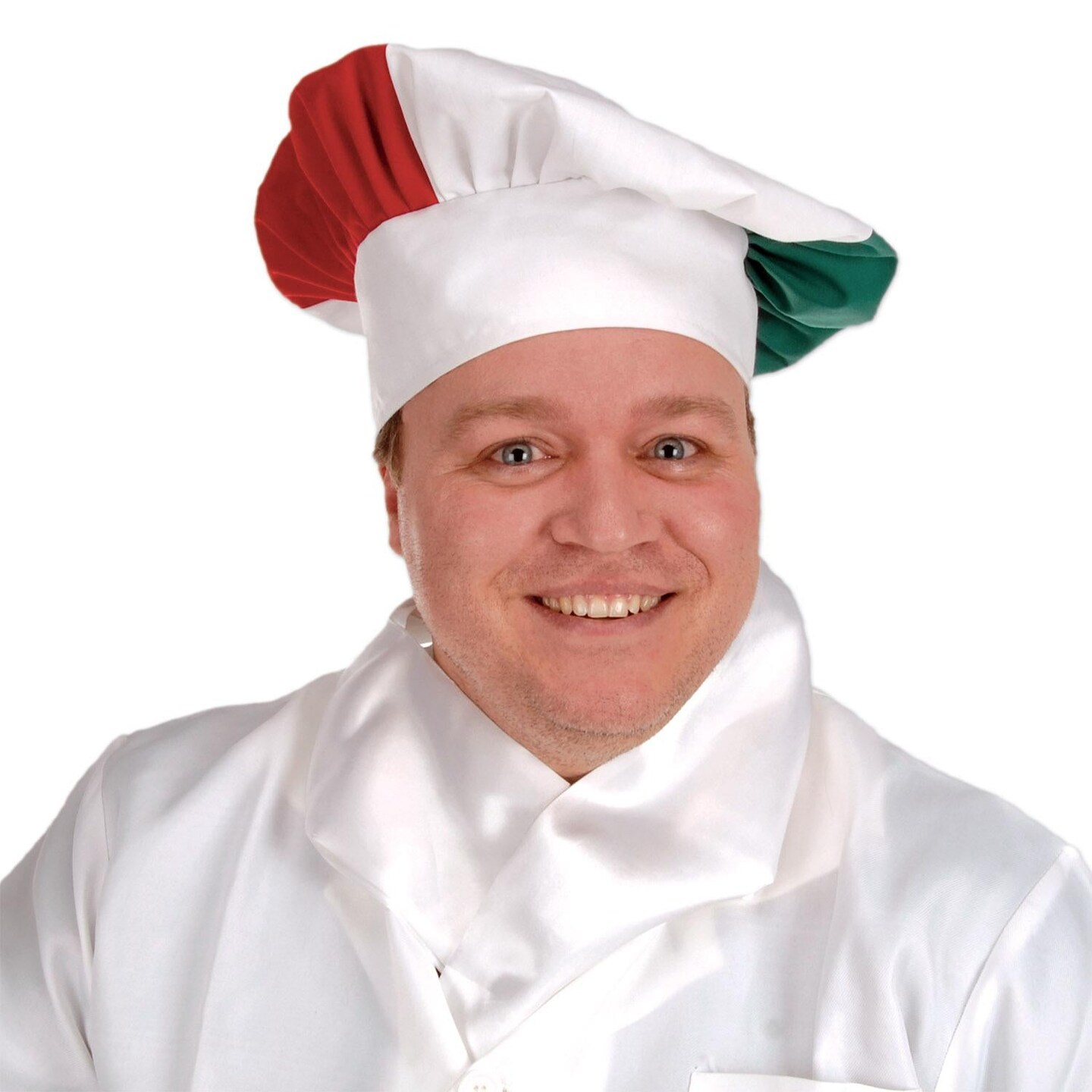 12 Pack Beistle Oversized Fabric Chef&#x27;s Hat- Red, White, and Green