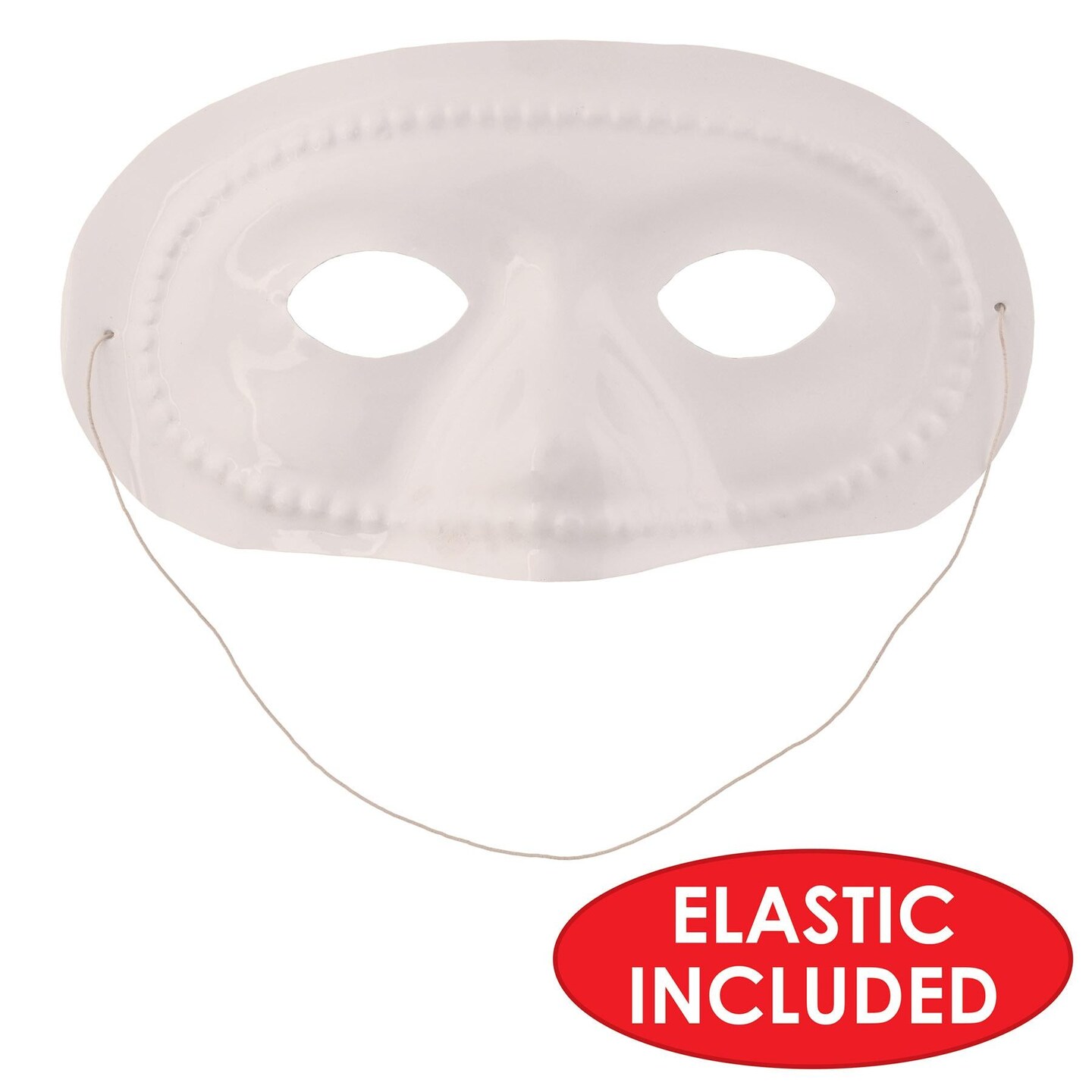 24 Pack Beistle Mardi Gras White Half Mask