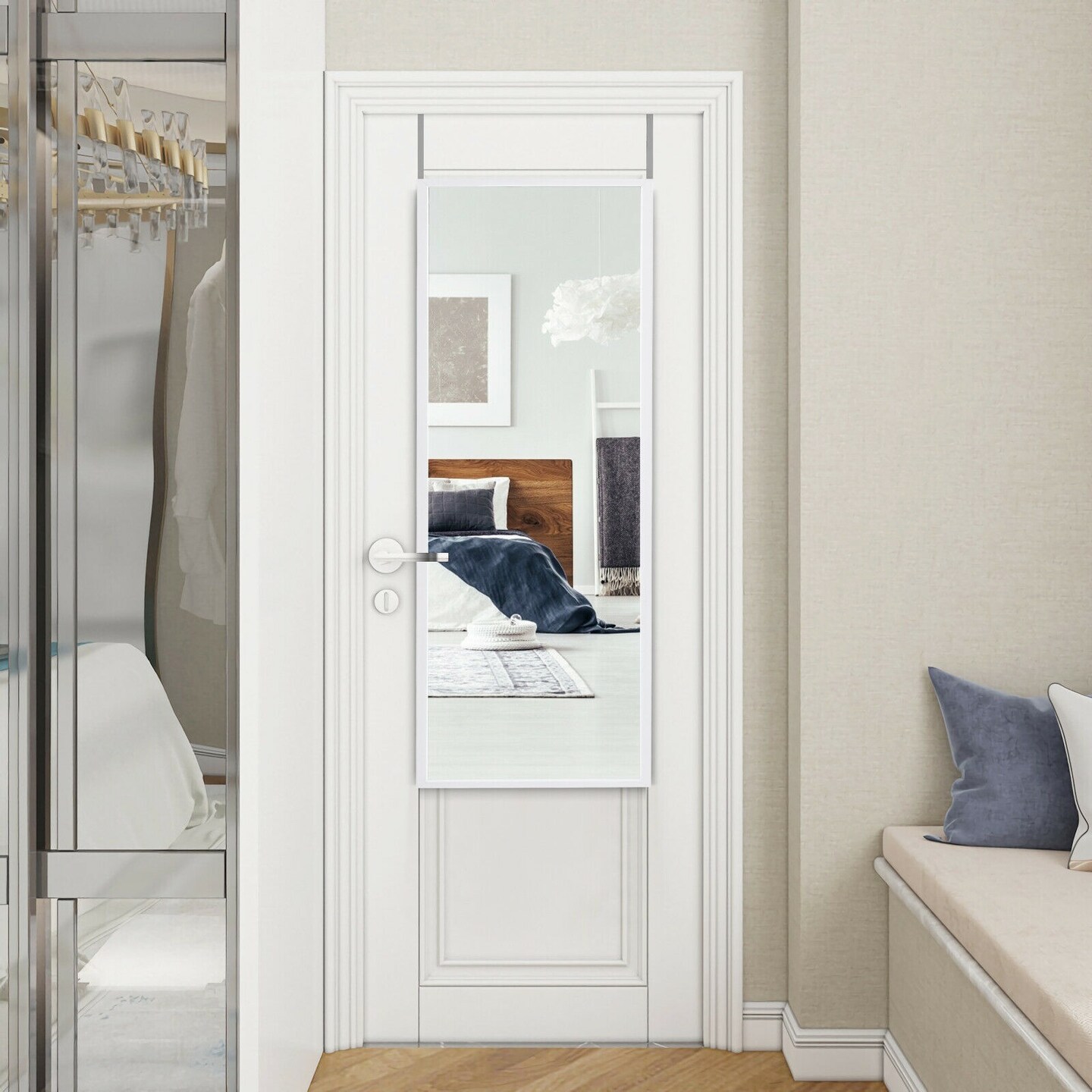 Full Length Metal Door Mirror with Adjustable Hook