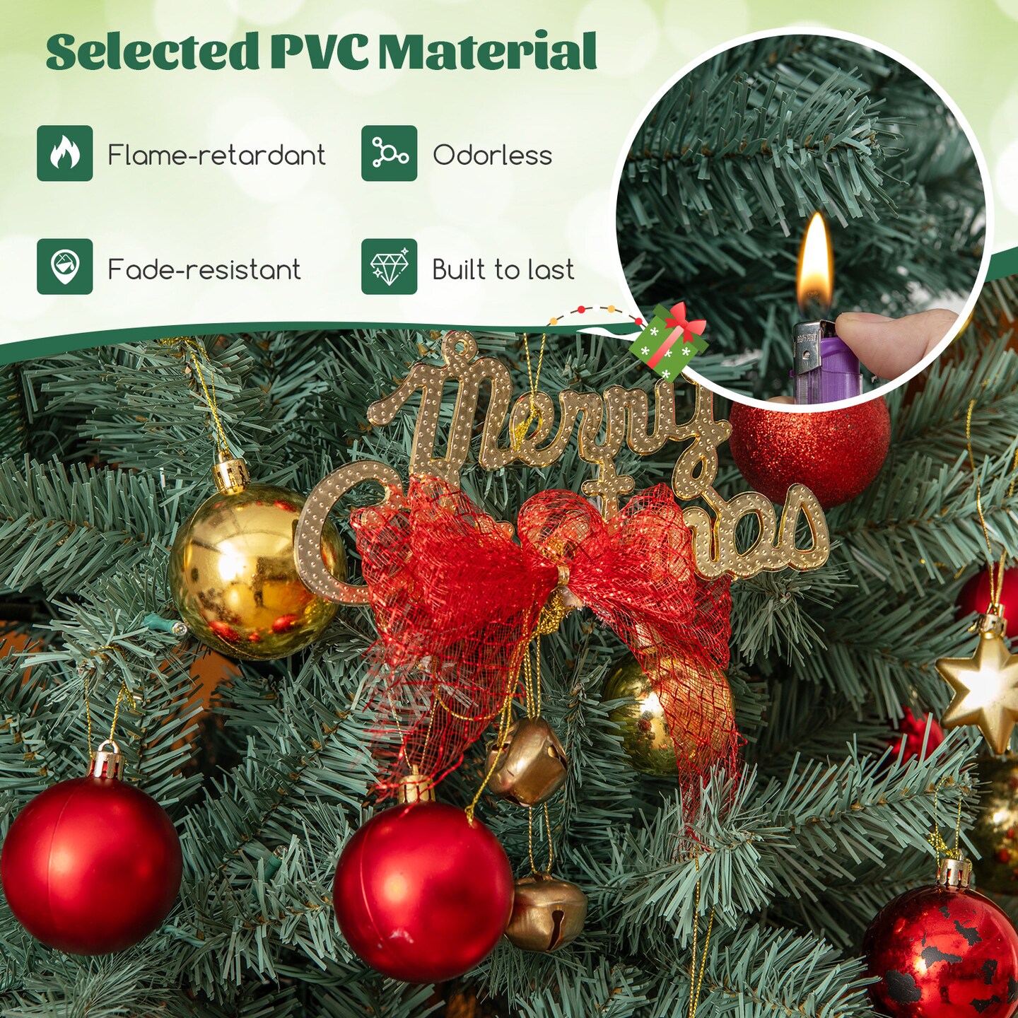 Pre-Lit Blue Artificial Christmas Tree Slim with 9 Lighting Modes