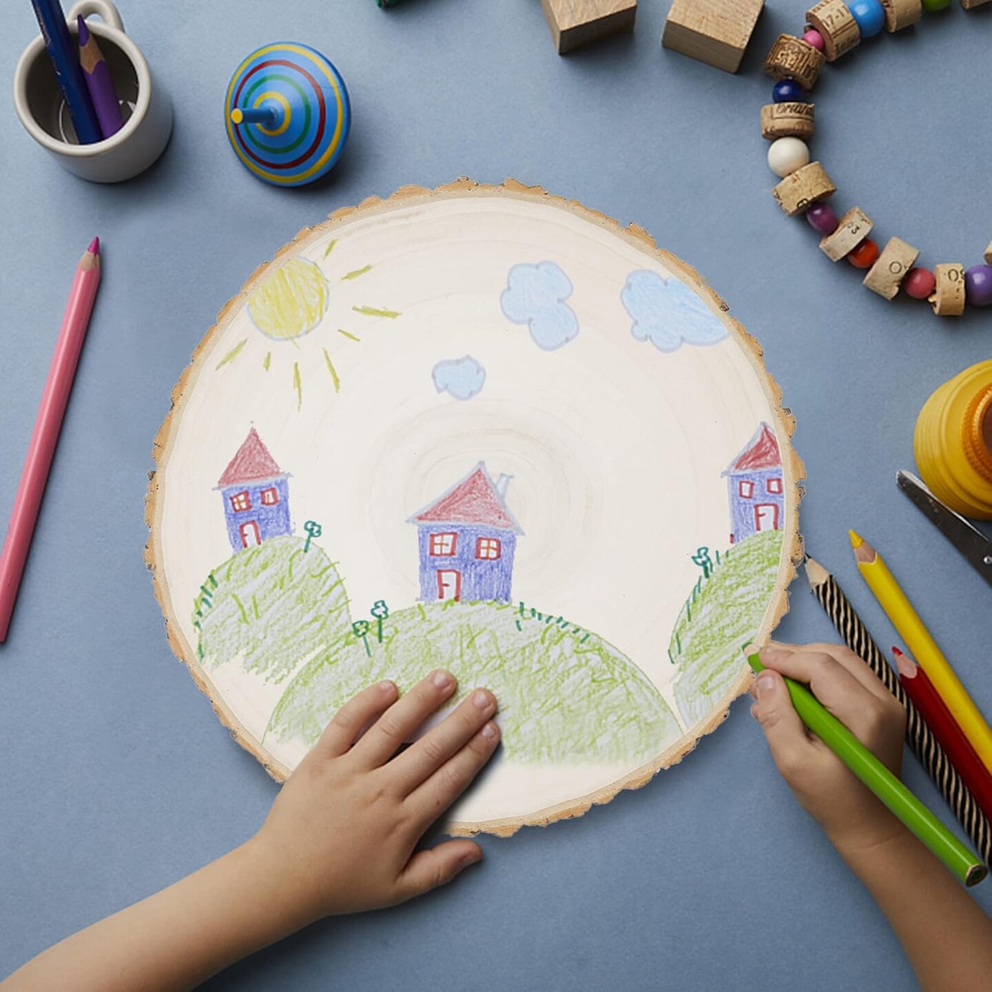 4 Pcs Large Natural Wood Slices, 10-11.5 Inches Unfinished Wood