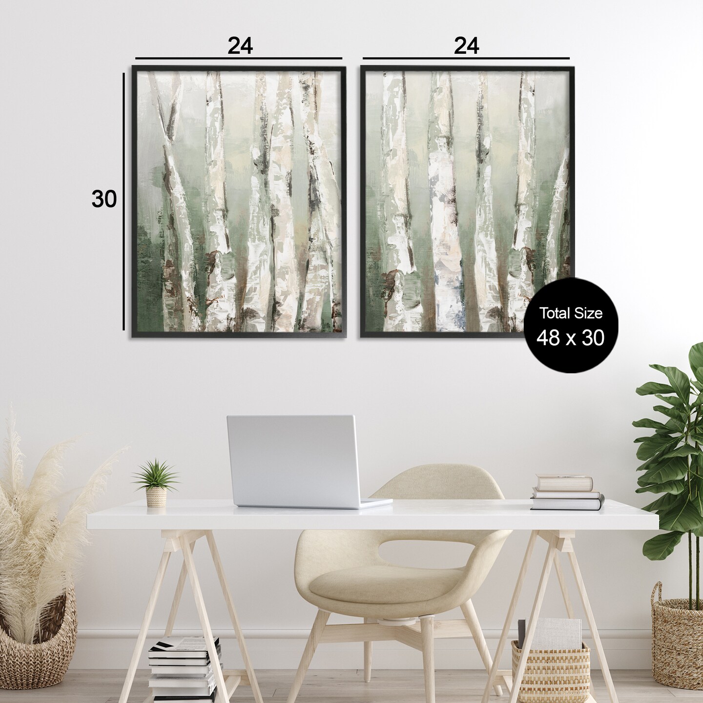 Stupell Industries Organic Birch Forest Trees 2pc Framed Giclee Set, design by Luna Mavis